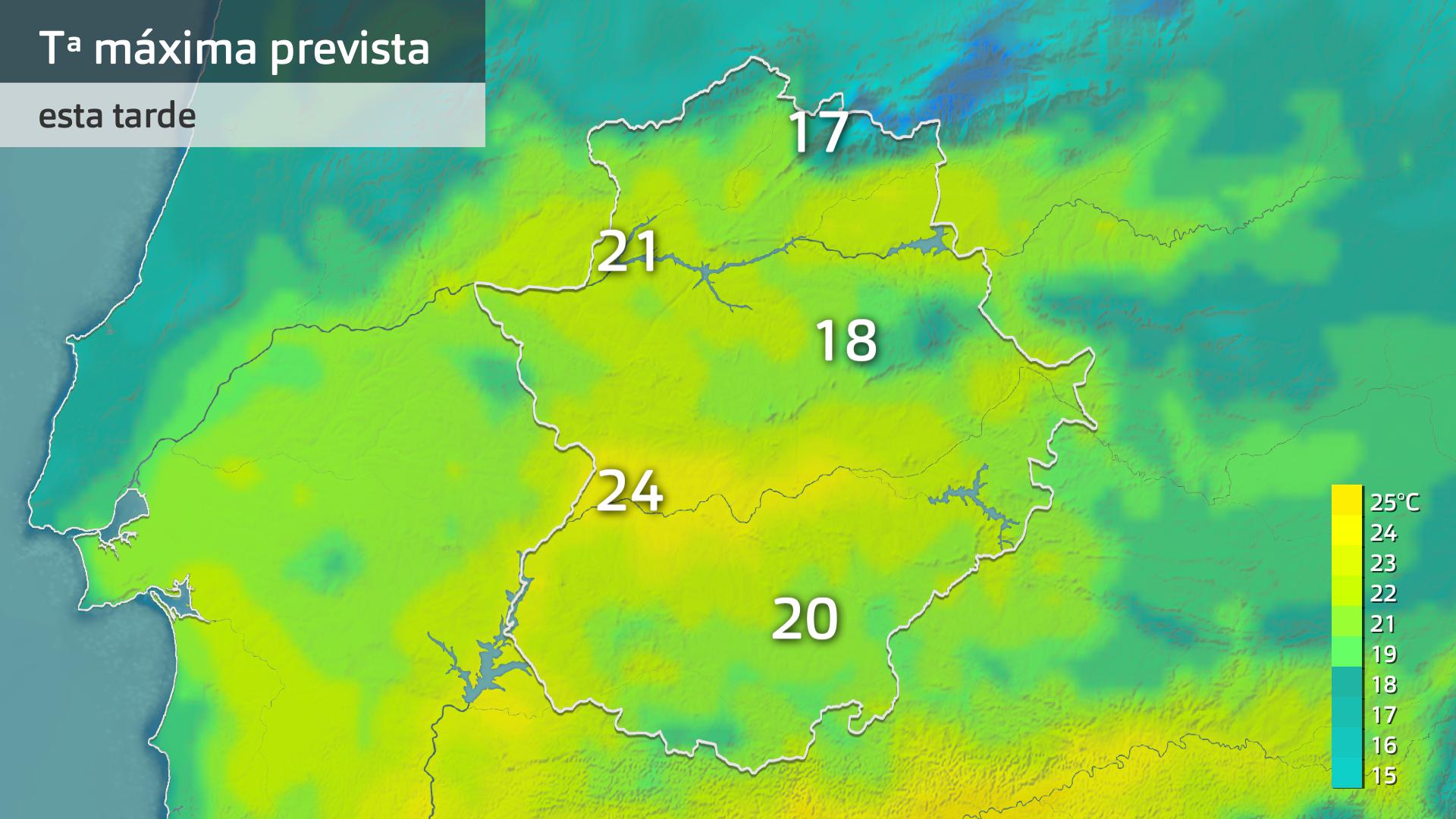 Temperatura máxima prevista para hoy jueves 25 de abril