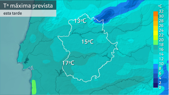 Temperatura máxima prevista martes 23 de febrero
