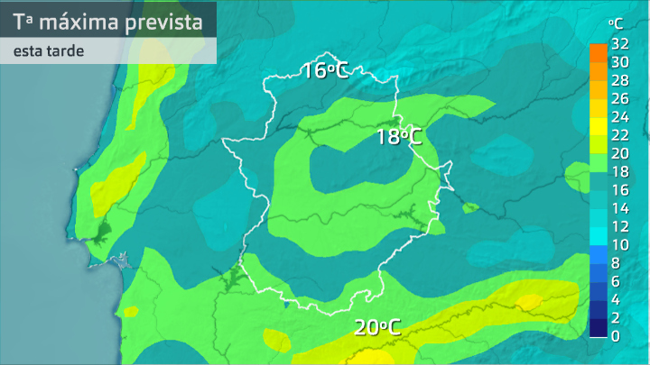 Temperatura máxima prevista jueves 8 de abril