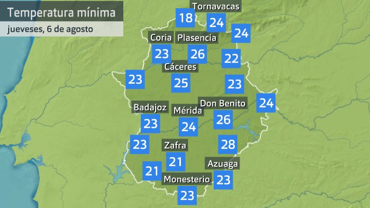 temperatura mínima jueves