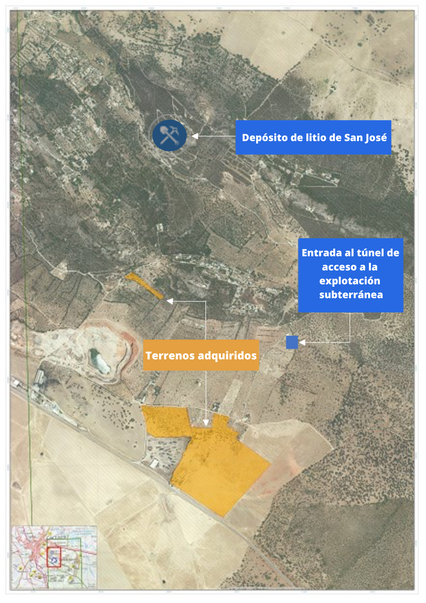 Terrenos del proyecto de la mina de litio en Cáceres