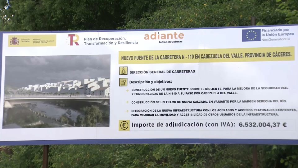 Una voladura por las obras del puente sobre el Río Jerte en Cabezuela provocará cortes al tráfico en la N-110