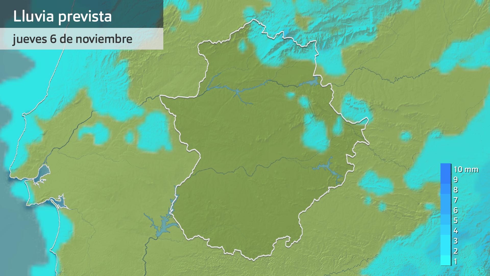 Lluvia prevista para hoy jueves 6 de noviembre