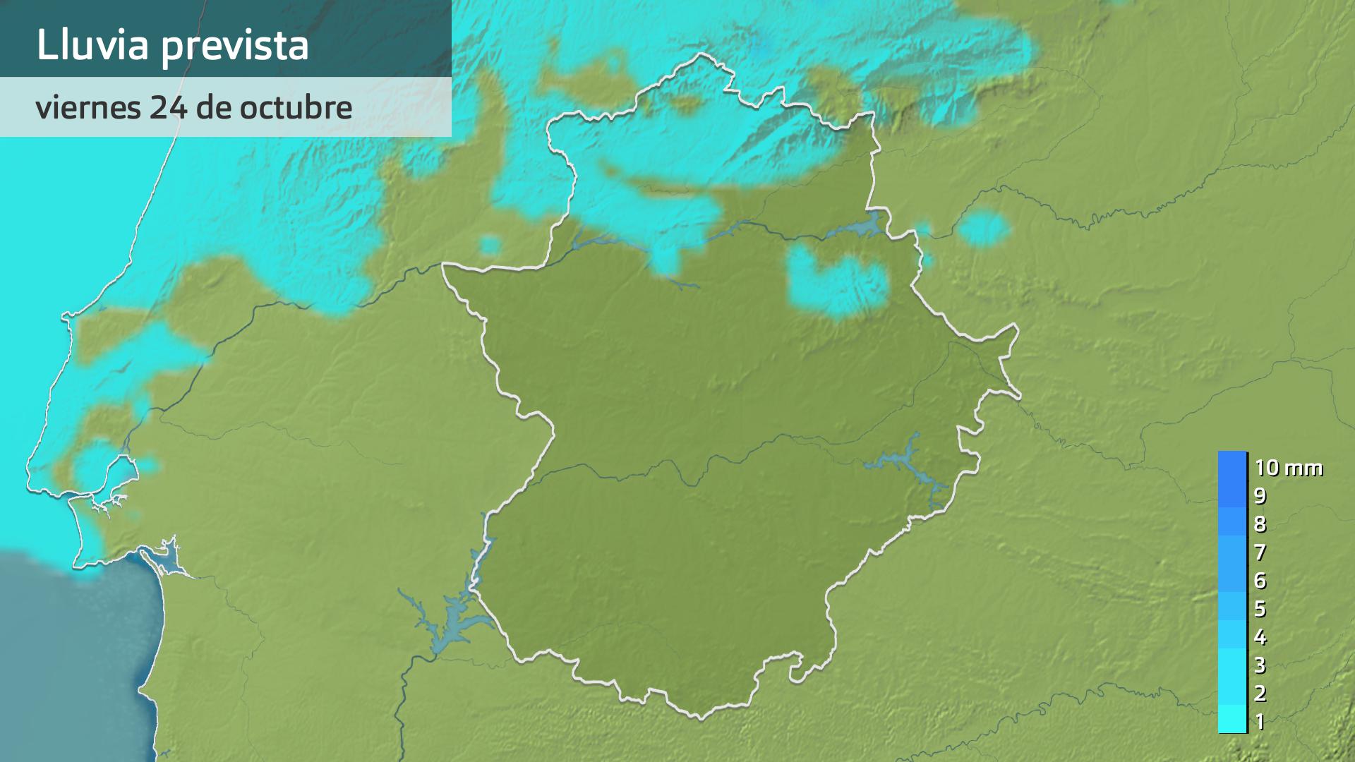 Lluvia prevista para hoy viernes 24 de octubre