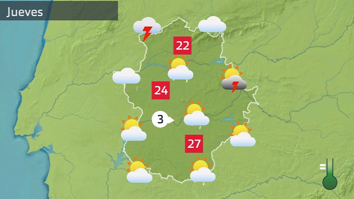 Mapa de previsión para hoy jueves 23 de junio