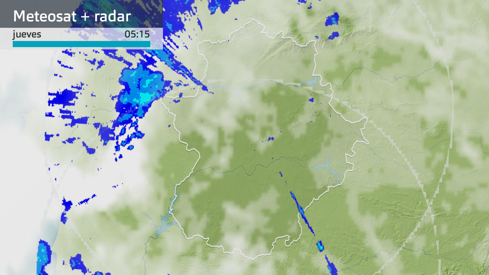 Imagen del Meteosat + radar meteorológico jueves 30 de noviembre 5:15 h.