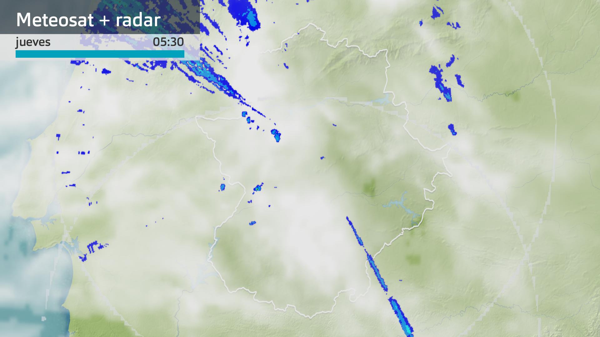 Imagen del Meteosat + radar meteorológico jueves 7 de diciembre 5:30 h.
