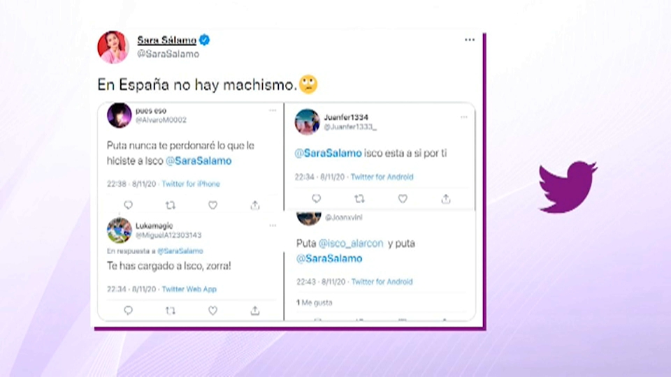 Tuist que recibe la actriz Sara Sálamo en su perfil