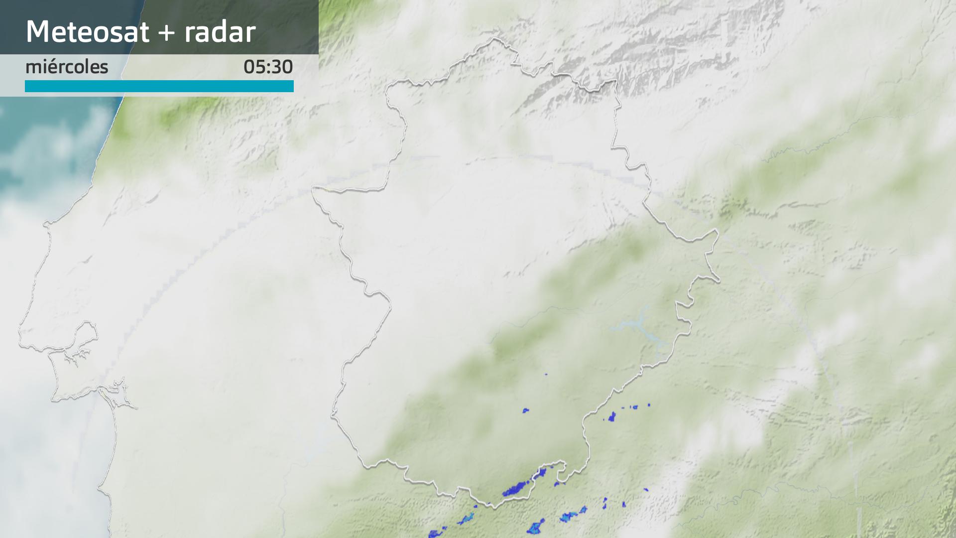 Imagen del Meteosat + radar meteorológico miércoles 13 de diciembre 5:30 h.