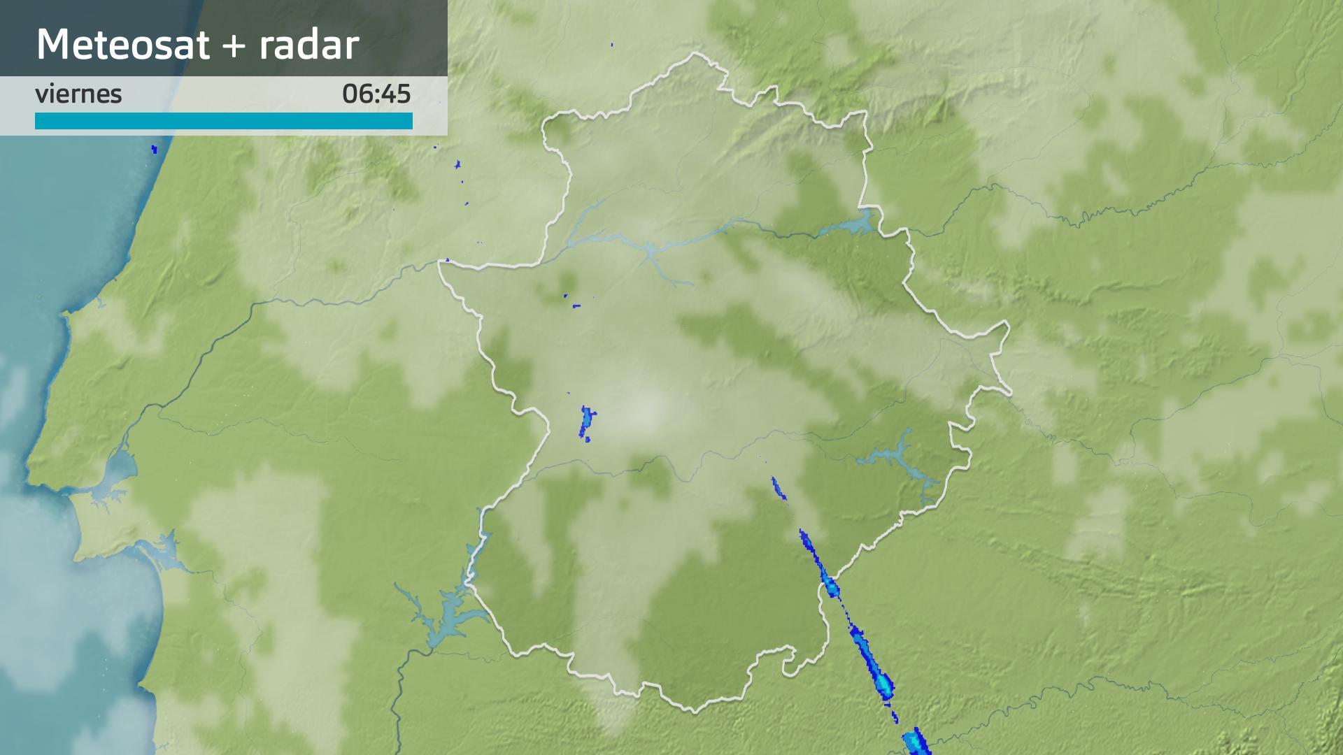 Imagen del Meteosat + radar meteorológico viernes 15 de marzo 6:45 h.