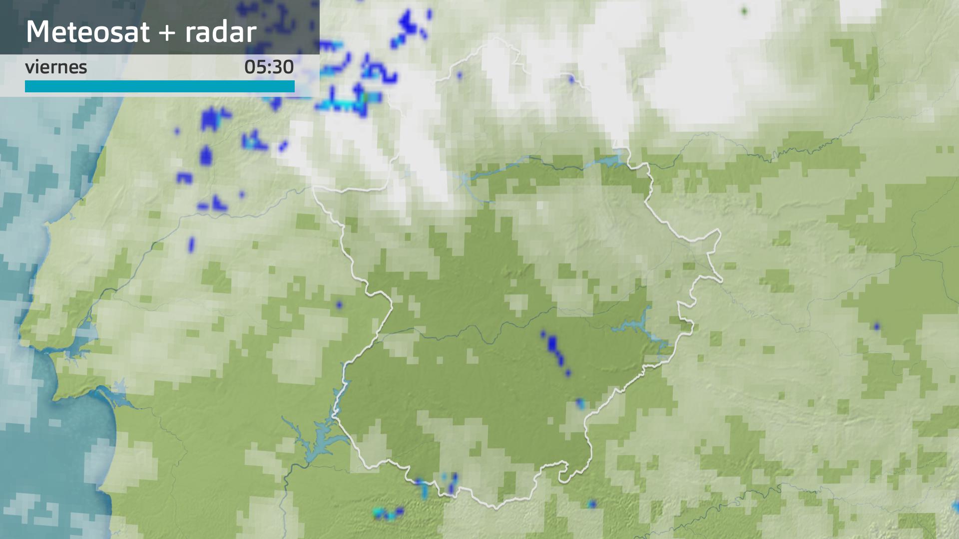 Imagen del Meteosat + radar meteorológico viernes 20 de octubre 5:30 h.