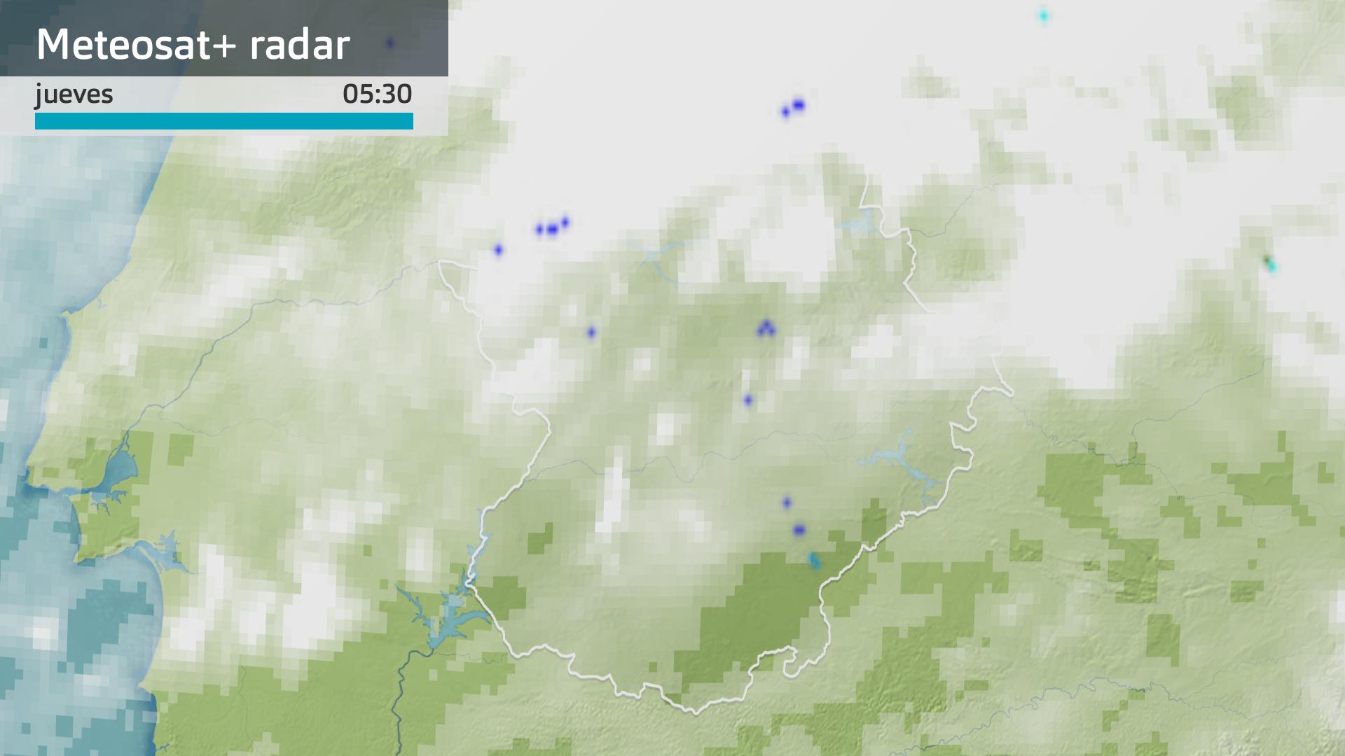Imagen del Meteosat + radar meteorológico jueves 26 de octubre 5:30 h.