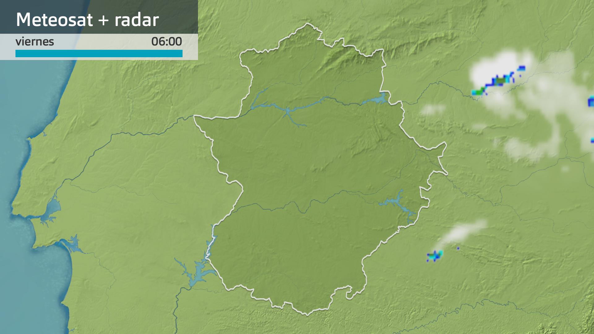Imagen del Meteosat + radar meteorológico viernes 1 de agosto 6 h.