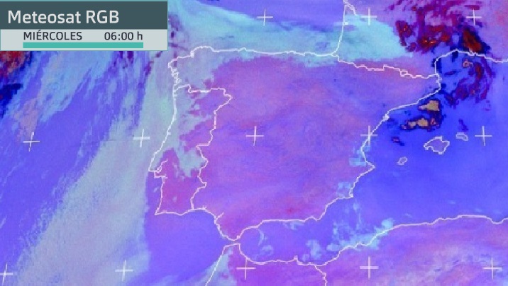 Imagen del Meteosat (RGB) miércoles 21 de julio 6 h. Fuente: Eumetsat