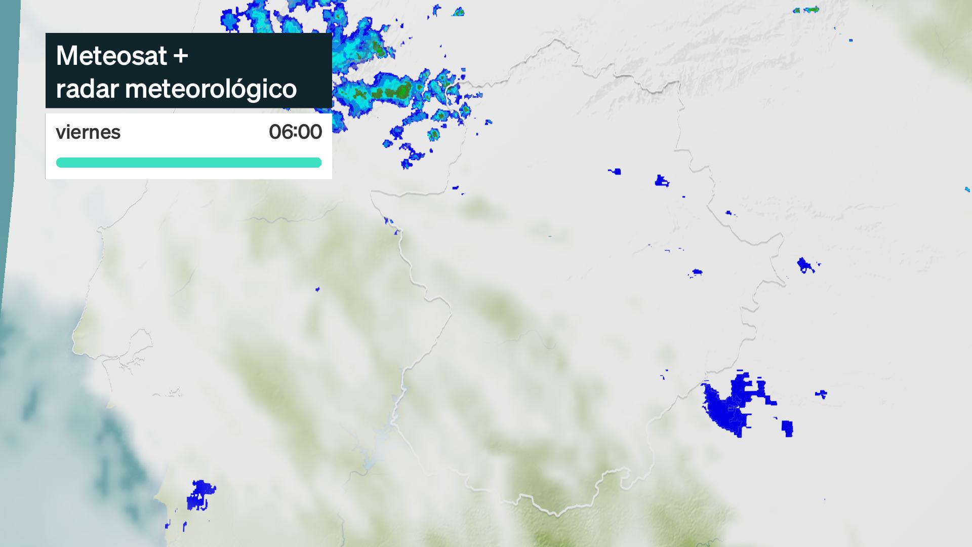 Imagen del Meteosat + radar meteorológico viernes 8 de mayo 6 h.