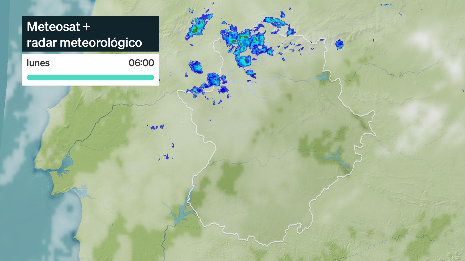 Imagen del Meteosat + radar meteorológico  lunes 11 de mayo 6 h.