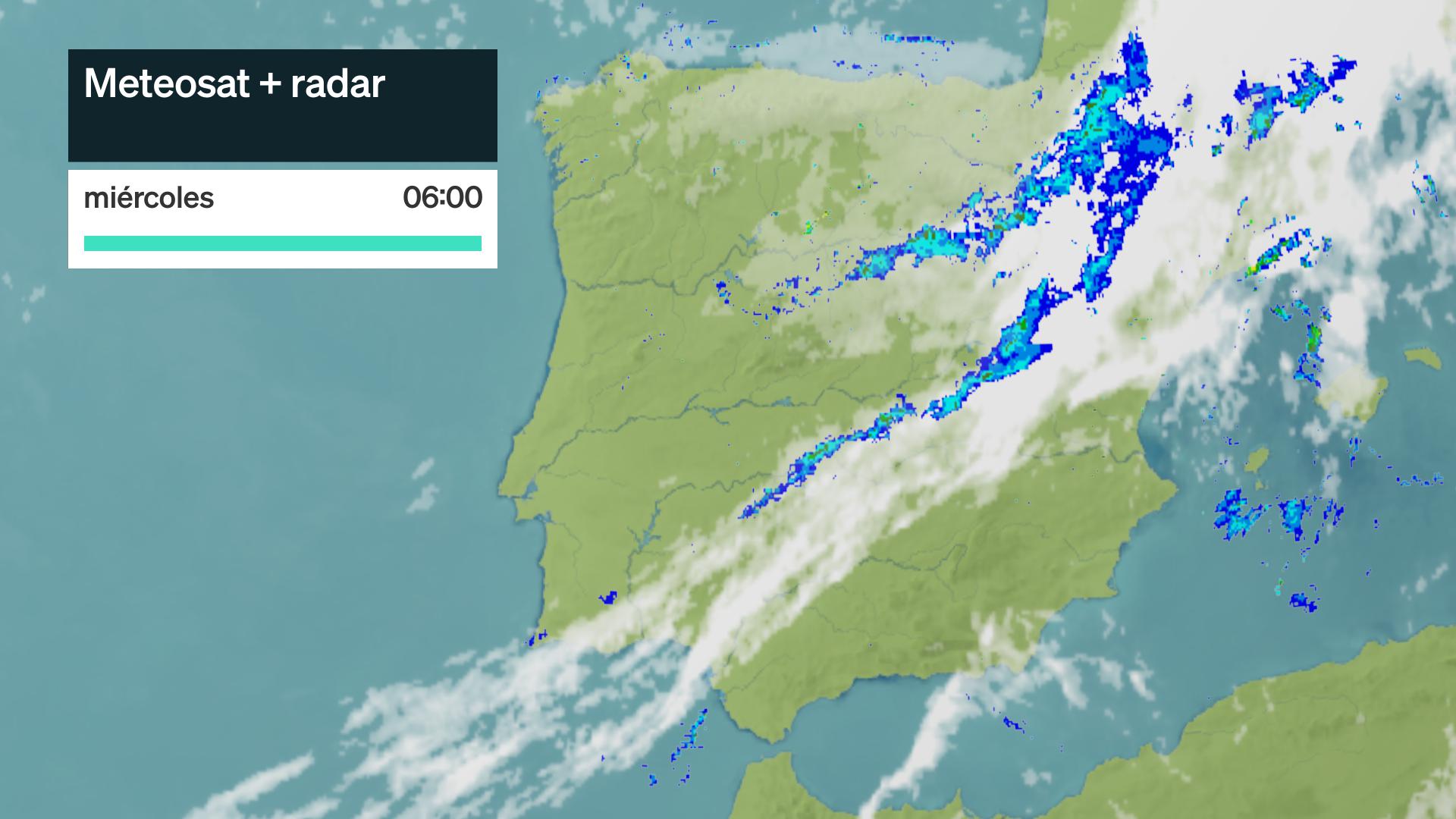 Imagen del Meteosat + radar meteorológico miércoles 9 de septiembre 6 h.