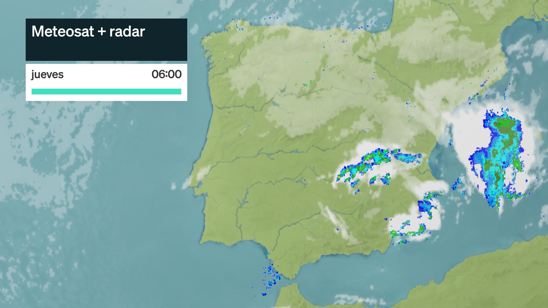 Imagen del Meteosat + radar meteorológico jueves 17 de septiembre 6 h.