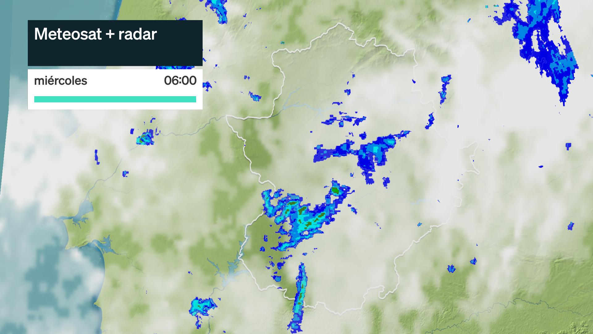 Imagen del Meteosat + radar meteorológico miércoles 30 de septiembre 6 h.