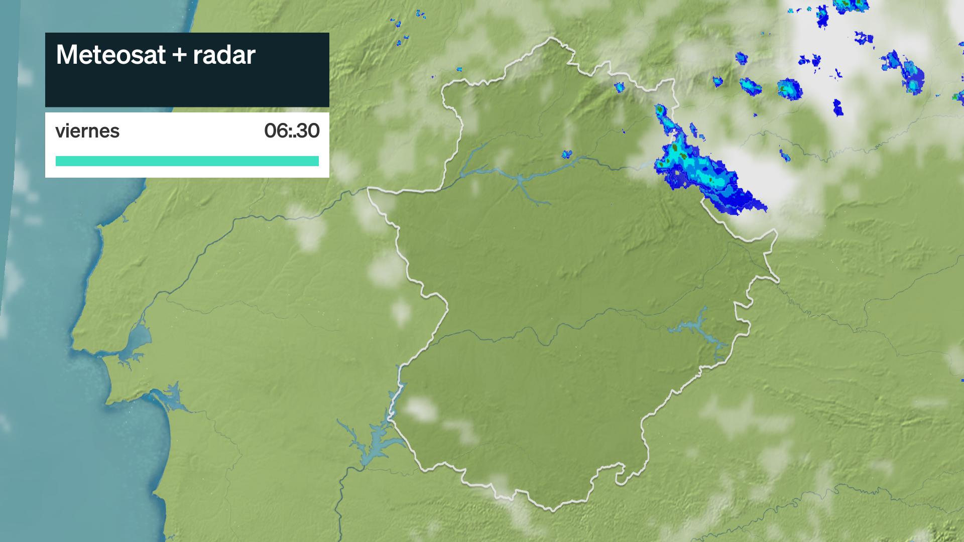 Imagen del Meteosat + radar meteorológico viernes 2 de octubre 6:30 h.