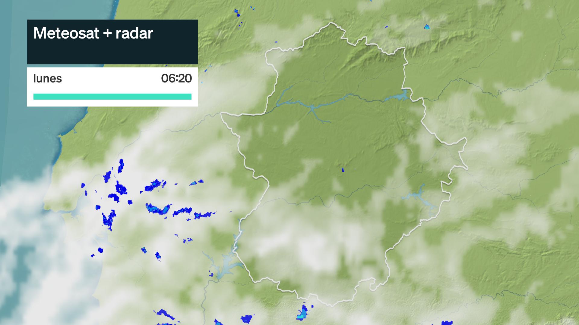 Imagen del Meteosat + radar meteorológico (Aemet) lunes 5 de octubre 6:20 h.