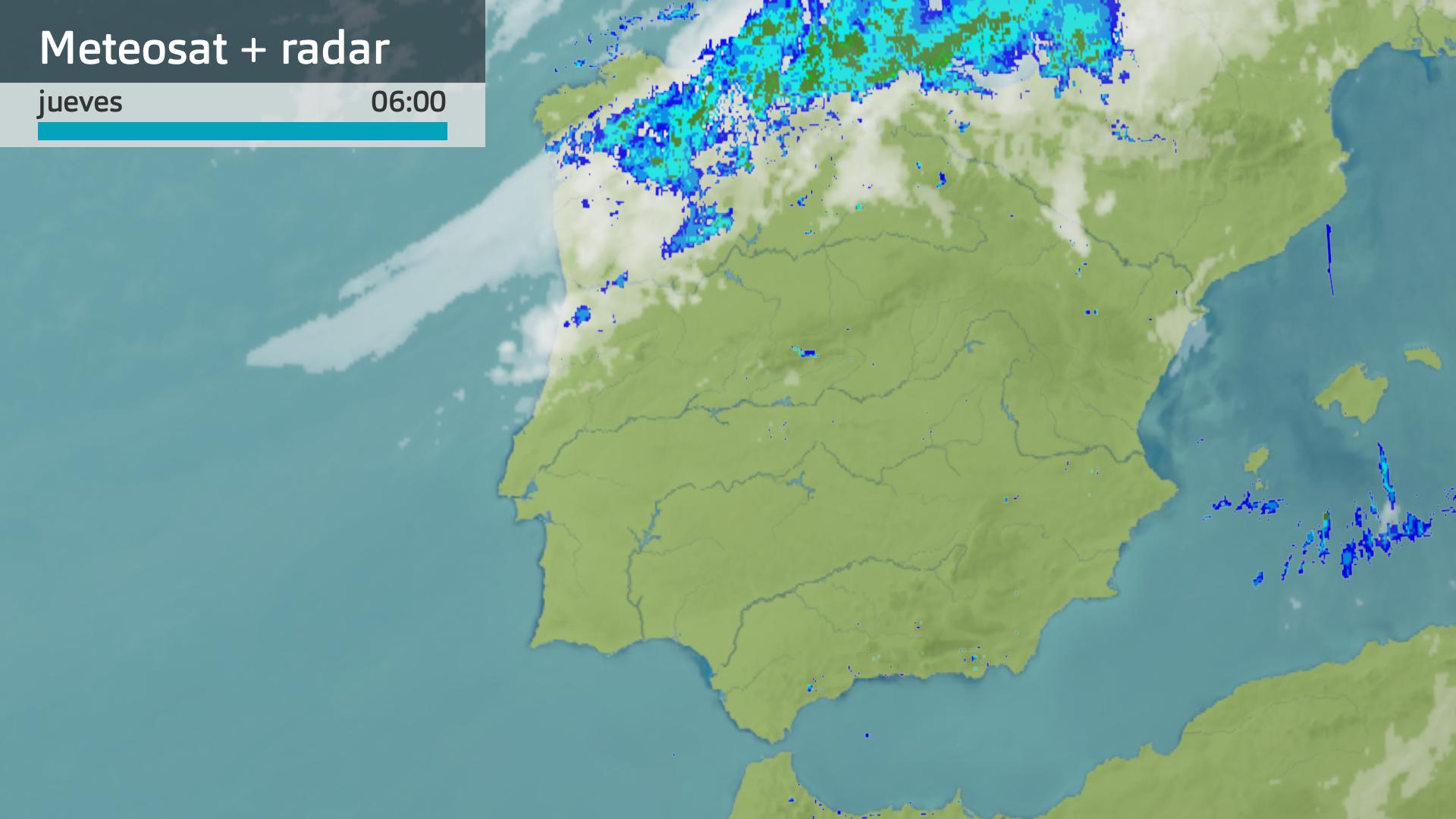 Imagen del Meteosat + radar meteorológico jueves 26 de septiembrew 6 h.