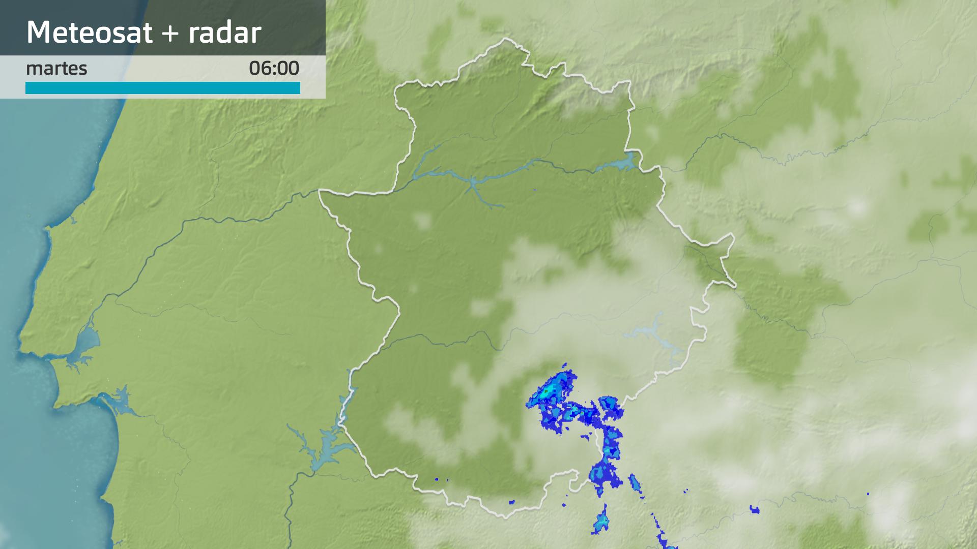 Imagen del Meteosat + radar meteorológico martes 25 de marzo 6 h.