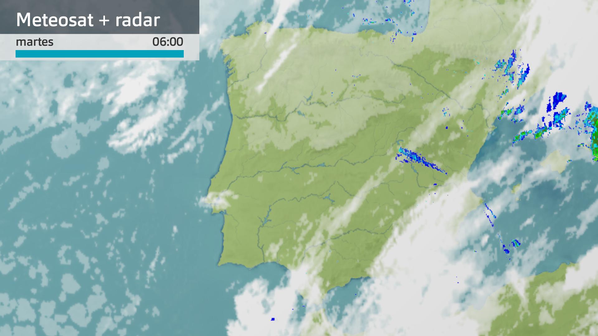 Imagen del Meteosat + radar meteorológico martes 9 de septiembre 6 h.