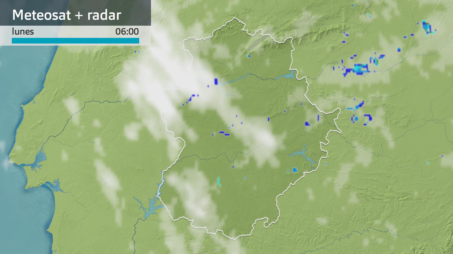 Imagen del Meteosat + radar meteorológico lunes 20 de octubre 6 h.