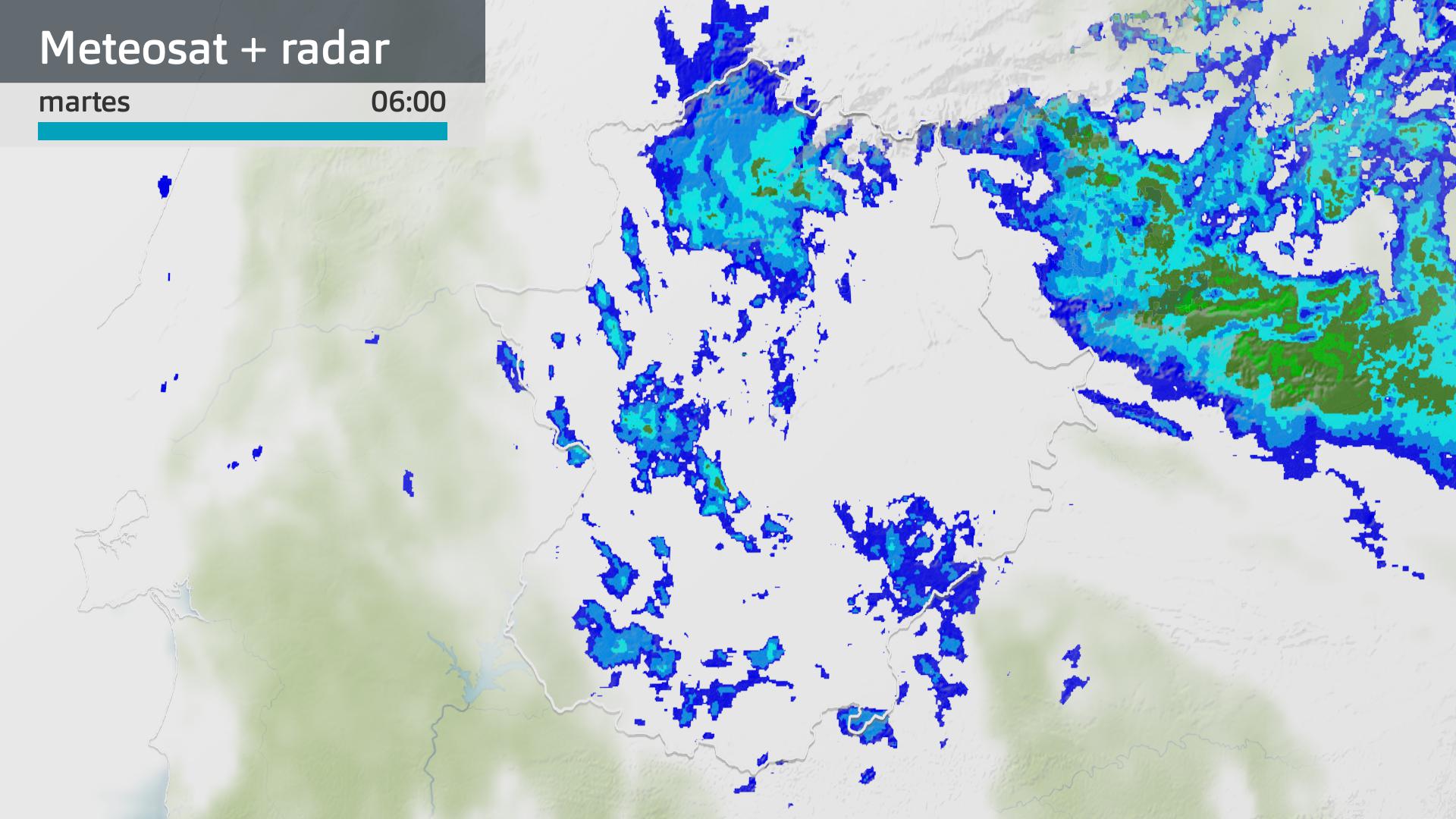 Imagen del Meteosat + radar meteorológico martes 16 de diciembre 6 h.