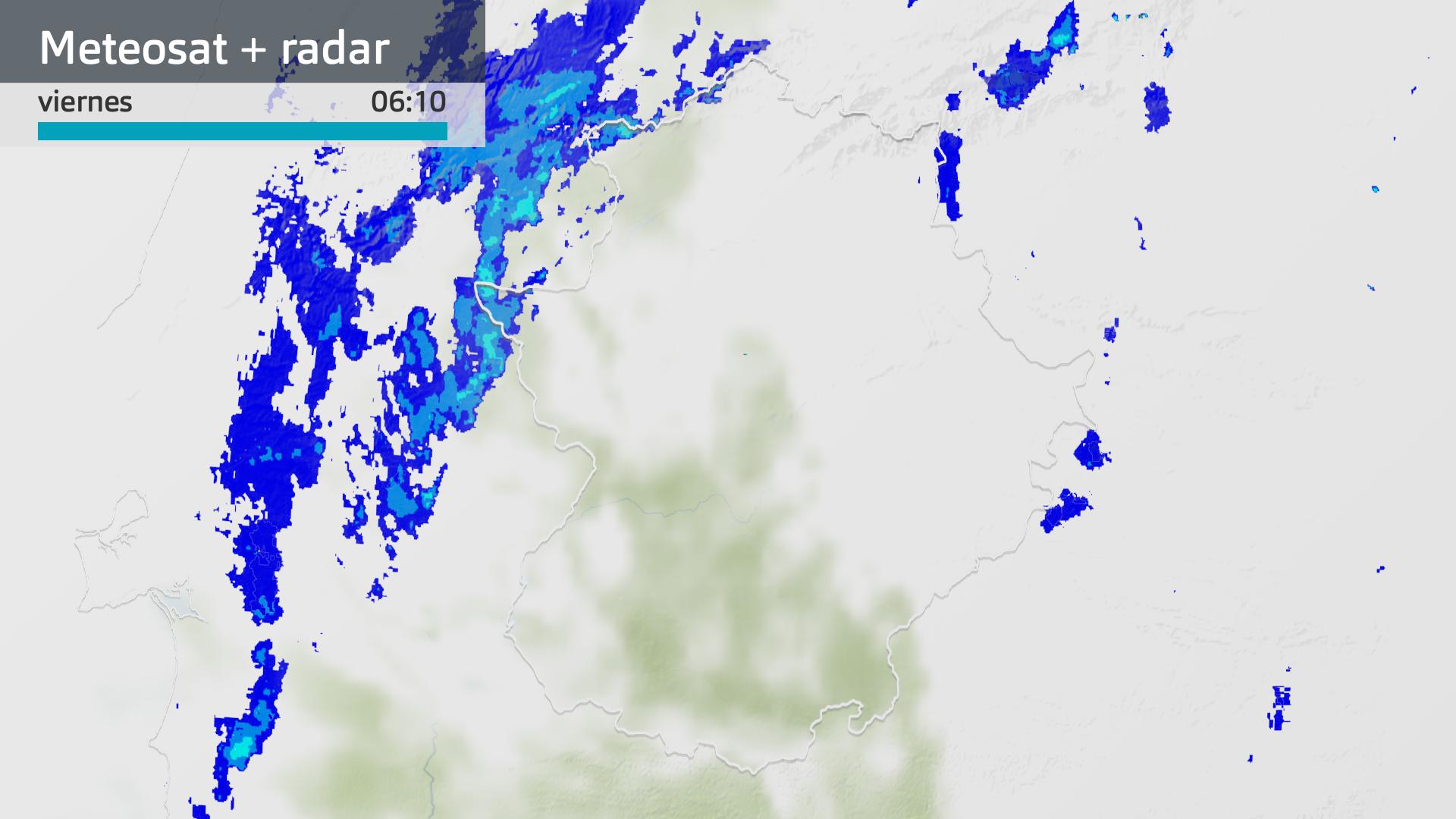 Imagen del Meteosat + radar meteorológico viernes 19 de diciembre 6:10 h.