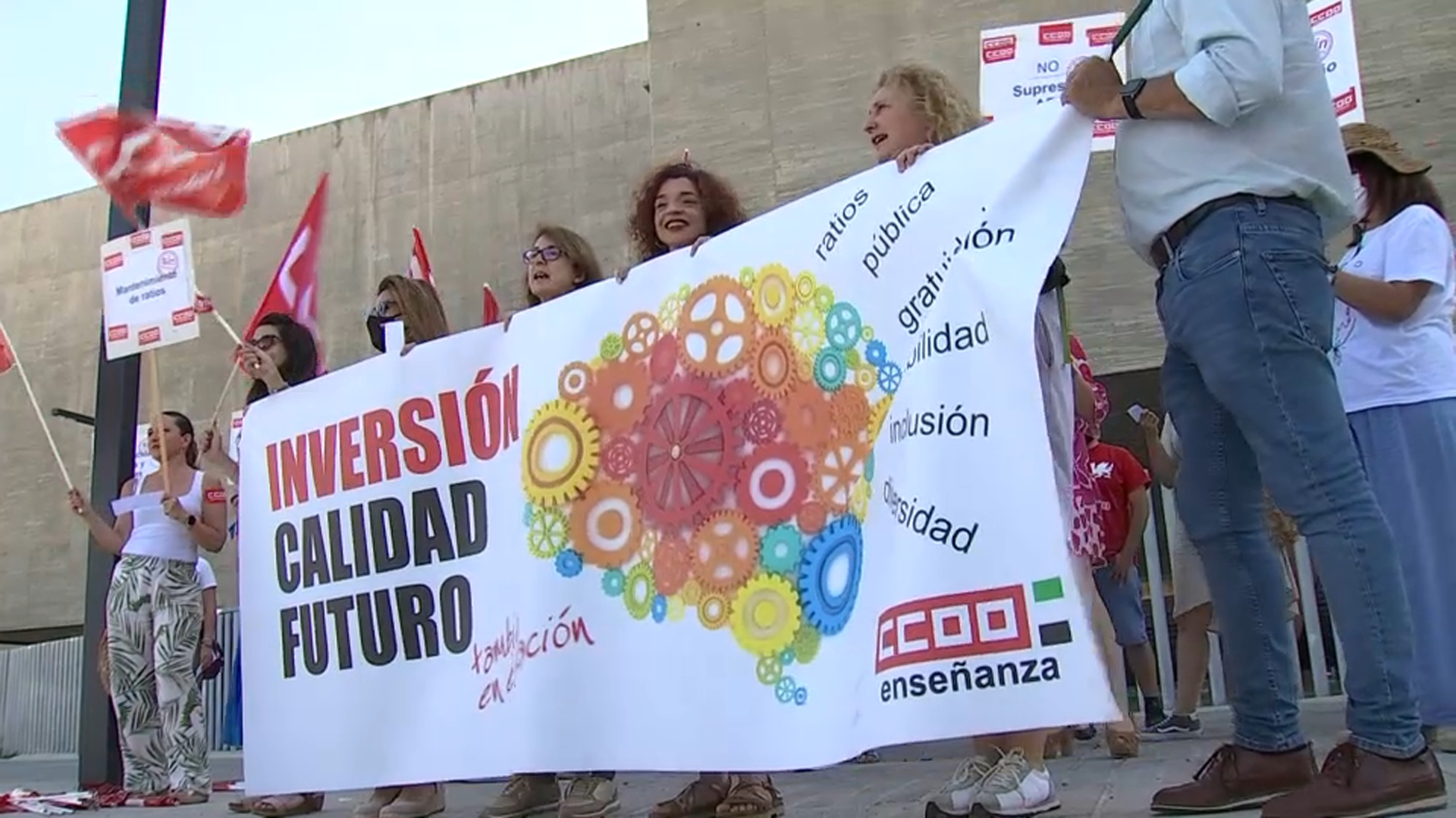 Protesta de docentes de Comisiones Obreras