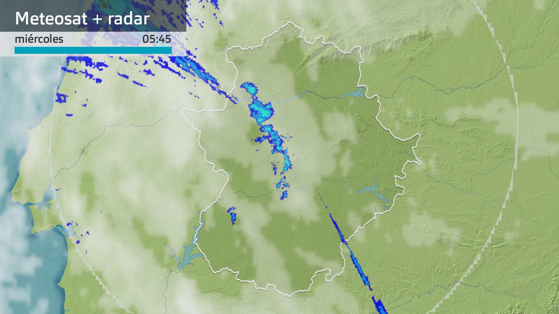 Imagen del Metesat + radar meteorológico miércoles 7 de febrero 5:45 h.