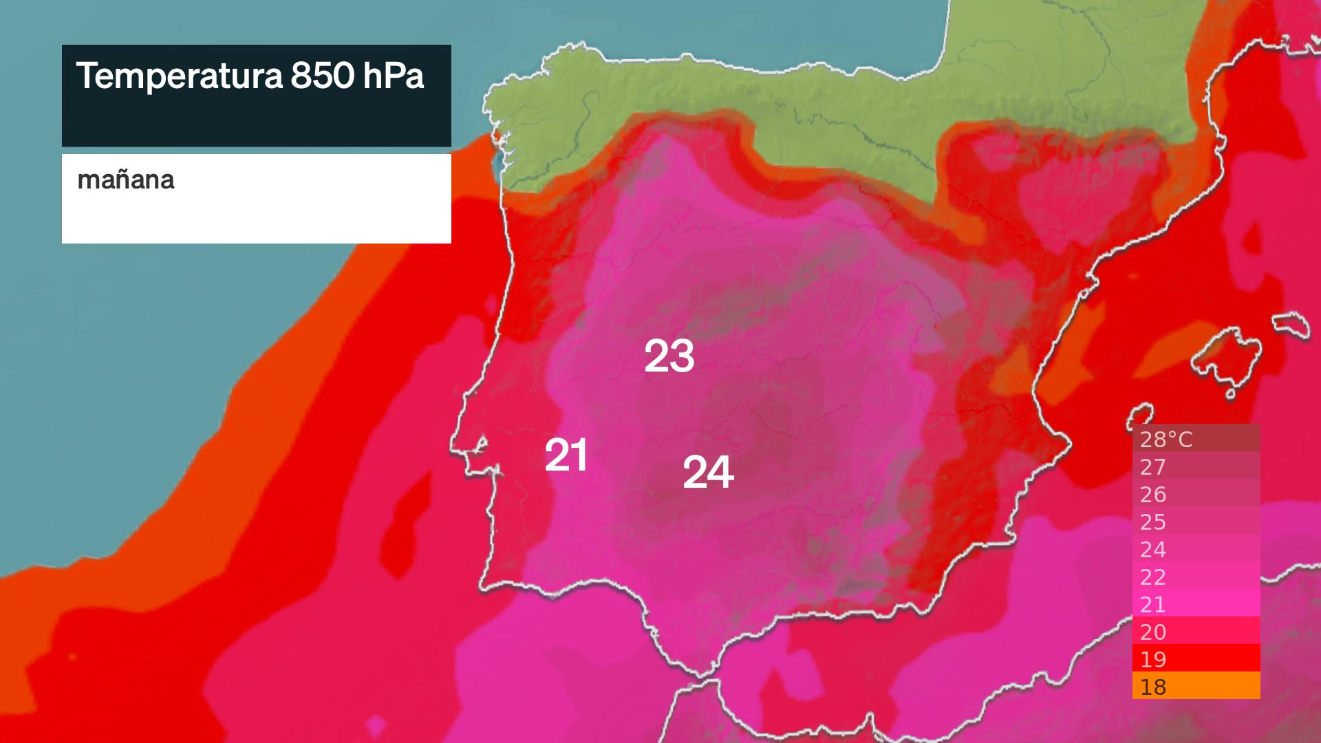 Temperatura a 850 hPa (1.500 m)