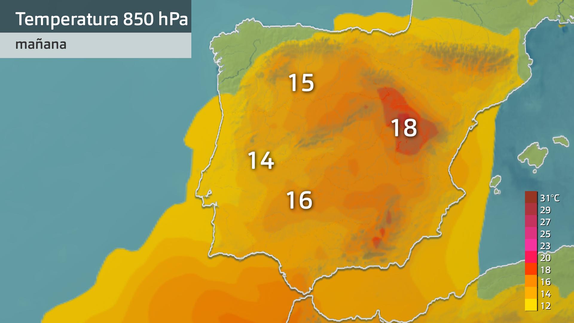 Mapa de temperatura a 850 hPa