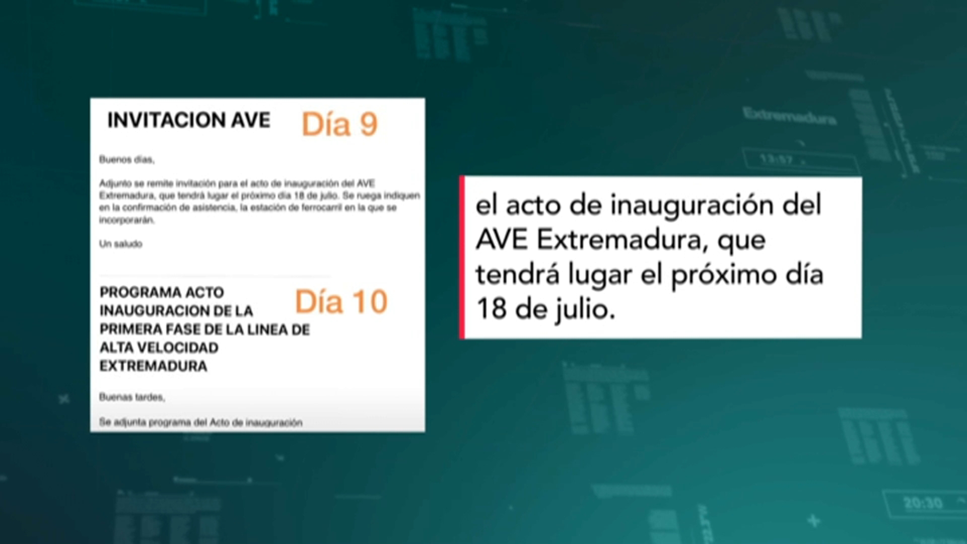 Corte del trayecto en tren entre Mérida y Cáceres