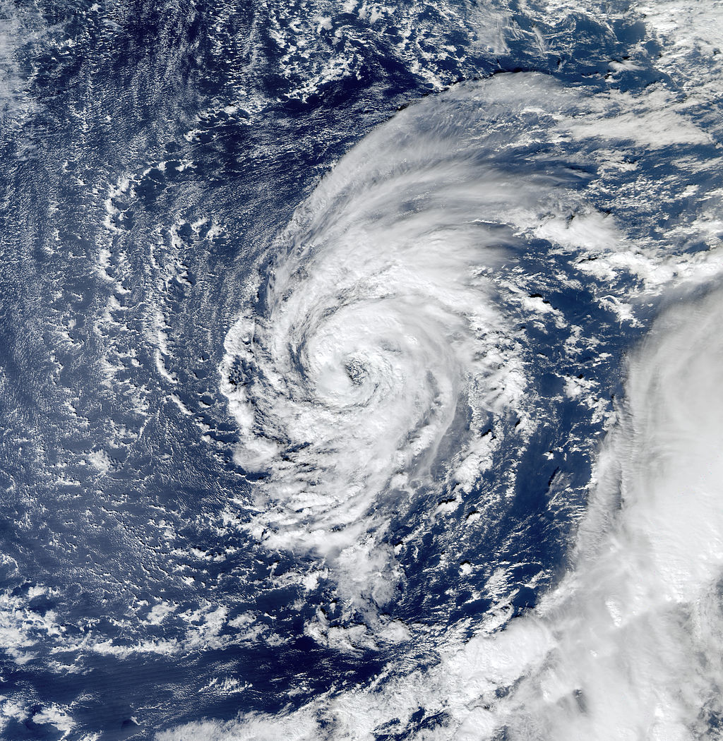 Tormenta tropical Delta sobre canarias. Noviembre de 2005. Imagen Nasa MODIS AQUA