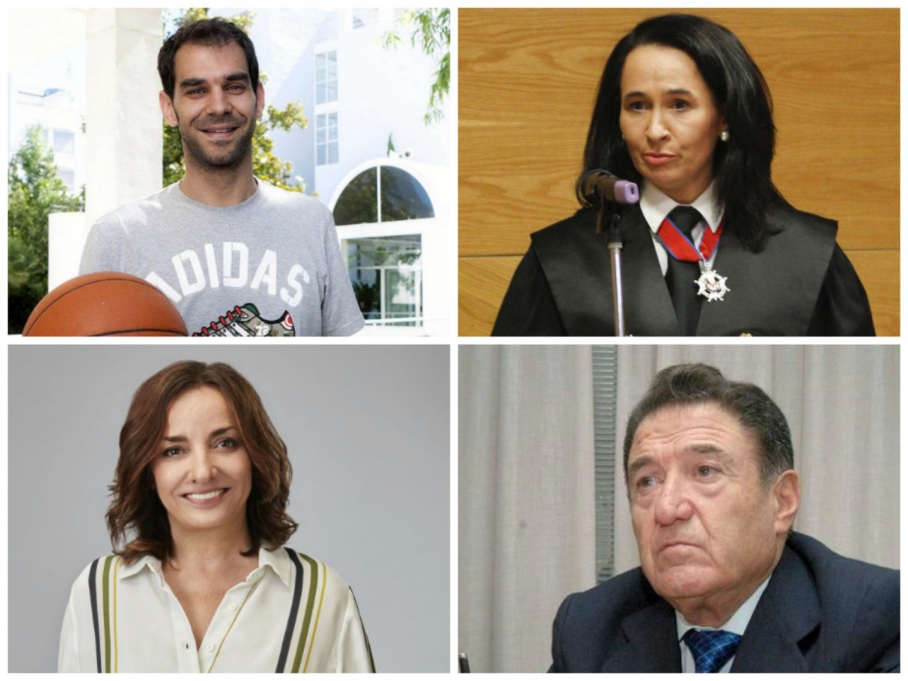 José Manuel Calderón, María Félix Tena, Pepa Bueno y Alfonso Gallardo, Medallas de Oro de la Diputación de Badajoz.