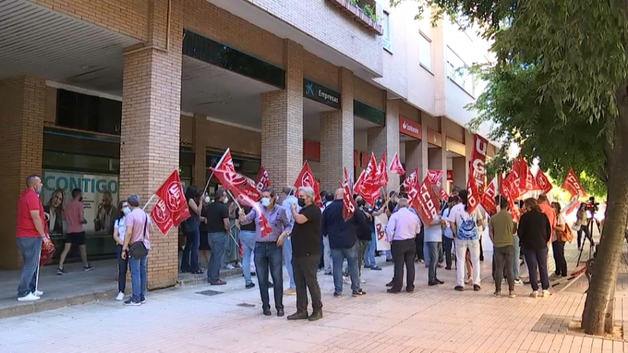 Imagen de una huelga de trabajadores en Extremadura