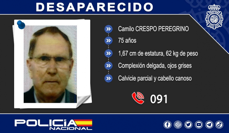 Cartel de búsqueda de Camilo Crespo