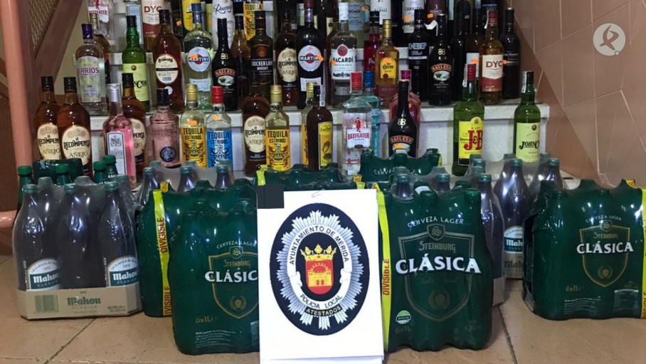 Bebidas incautadas por la Policía Local de Mérida