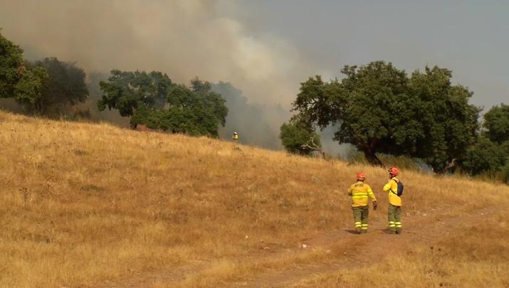 Decae el confinamiento de las casas de campo junto a la N-523 en Cáceres por el incendio de Aliseda