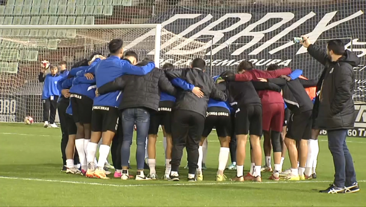 El Mérida en un momento del encuentro ante el Recreativo de Huelva