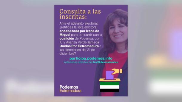 Cartel de participación de Podemos Extremadura.