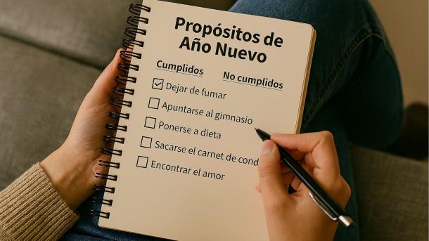Libreta con propósitos de año nuevo