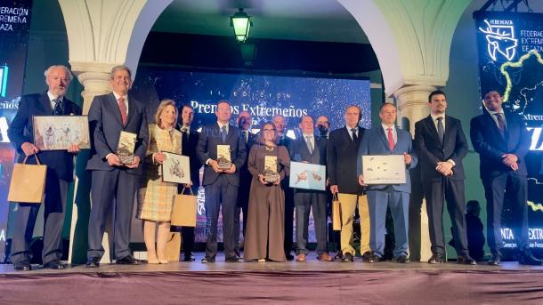 Galardonados en los II Premios Extremeños de la Caza, gala que se ha celebrado en Llerena