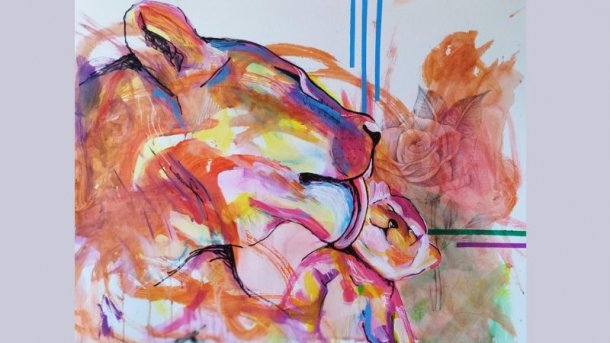 Imagen de uno de los cuadros de la exposición "Mamá" de Marina Palomo
