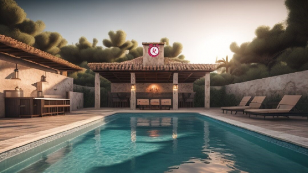 Piscina con barbacoa 