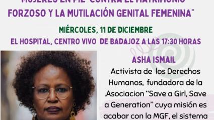 Parte del cartel del seminario "Mujeres en pie contra el matrimonio forzoso y la mutilación genital femenina"