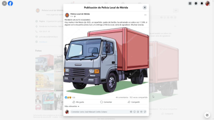 Anuncio de la Policía Local de Mérida para encontrar el sobre perdido por el repartidor